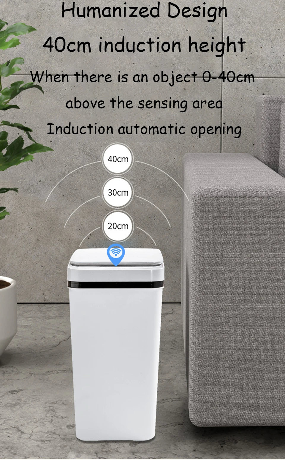 Bathroom Touchless Trash,12L Motion Sensor-Activated Trash Can with Lid,Automatic Kitchen Trash for Office,Living Room,Bedroom - ALL-IN-ONE GENSTORE & SERVICES