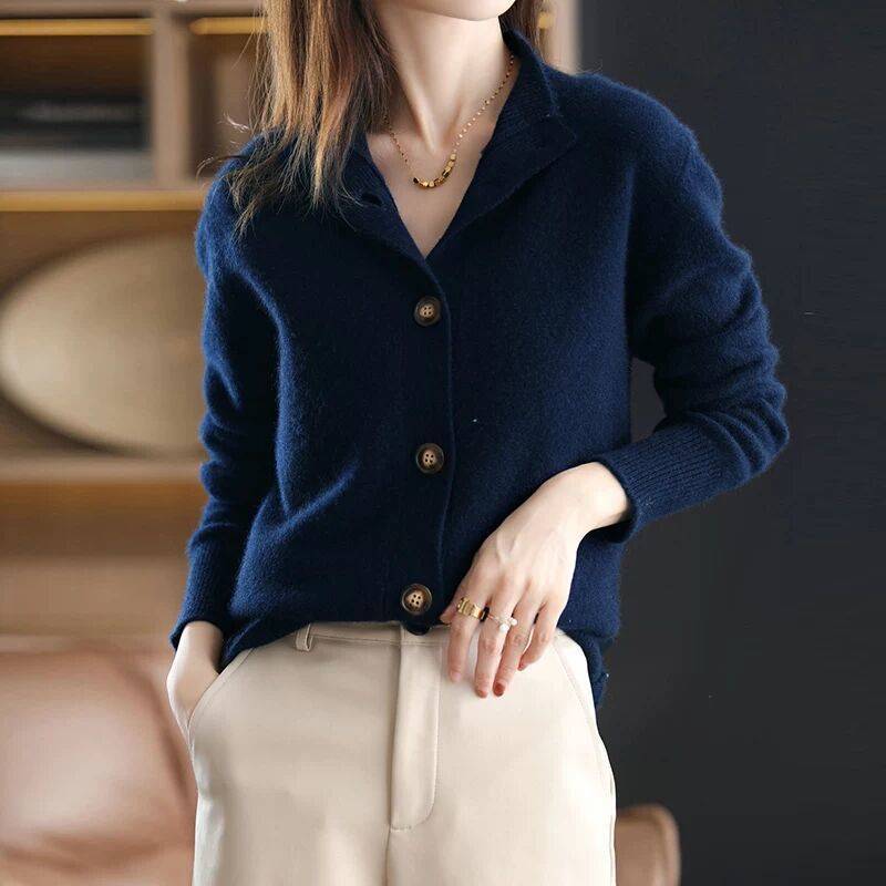 Retro Stand Collar Knitted Cardigan Loose-fitting Short Coat Women's Sweater - ALL-IN-ONE GENSTORE & SERVICES