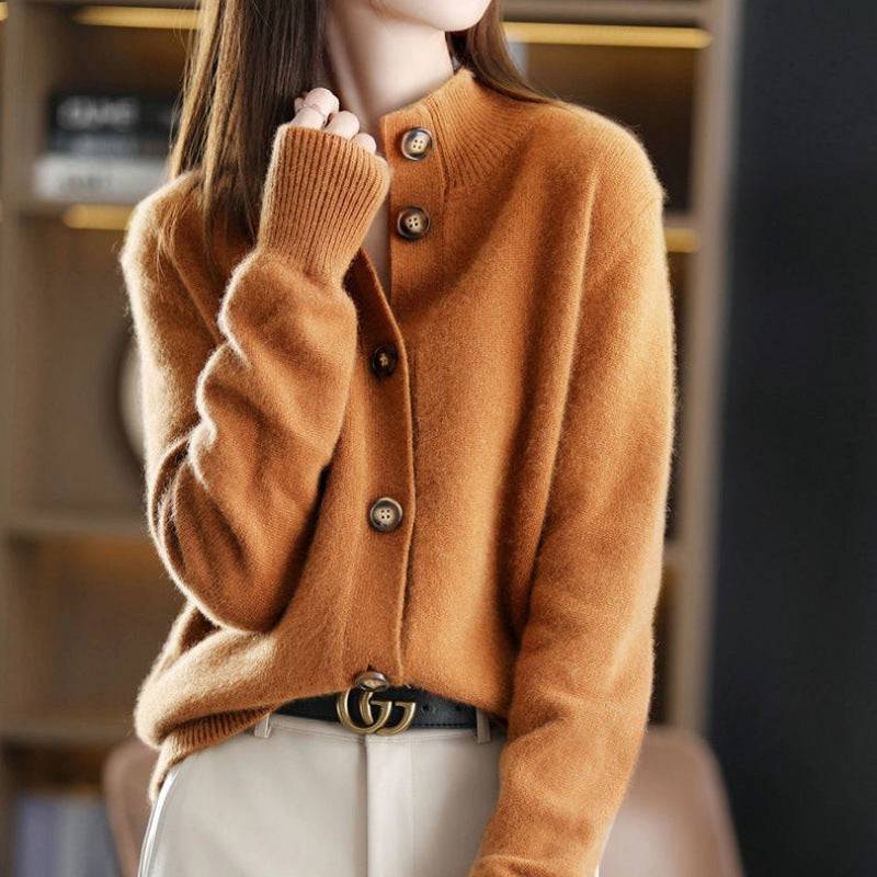 Retro Stand Collar Knitted Cardigan Loose-fitting Short Coat Women's Sweater - ALL-IN-ONE GENSTORE & SERVICES