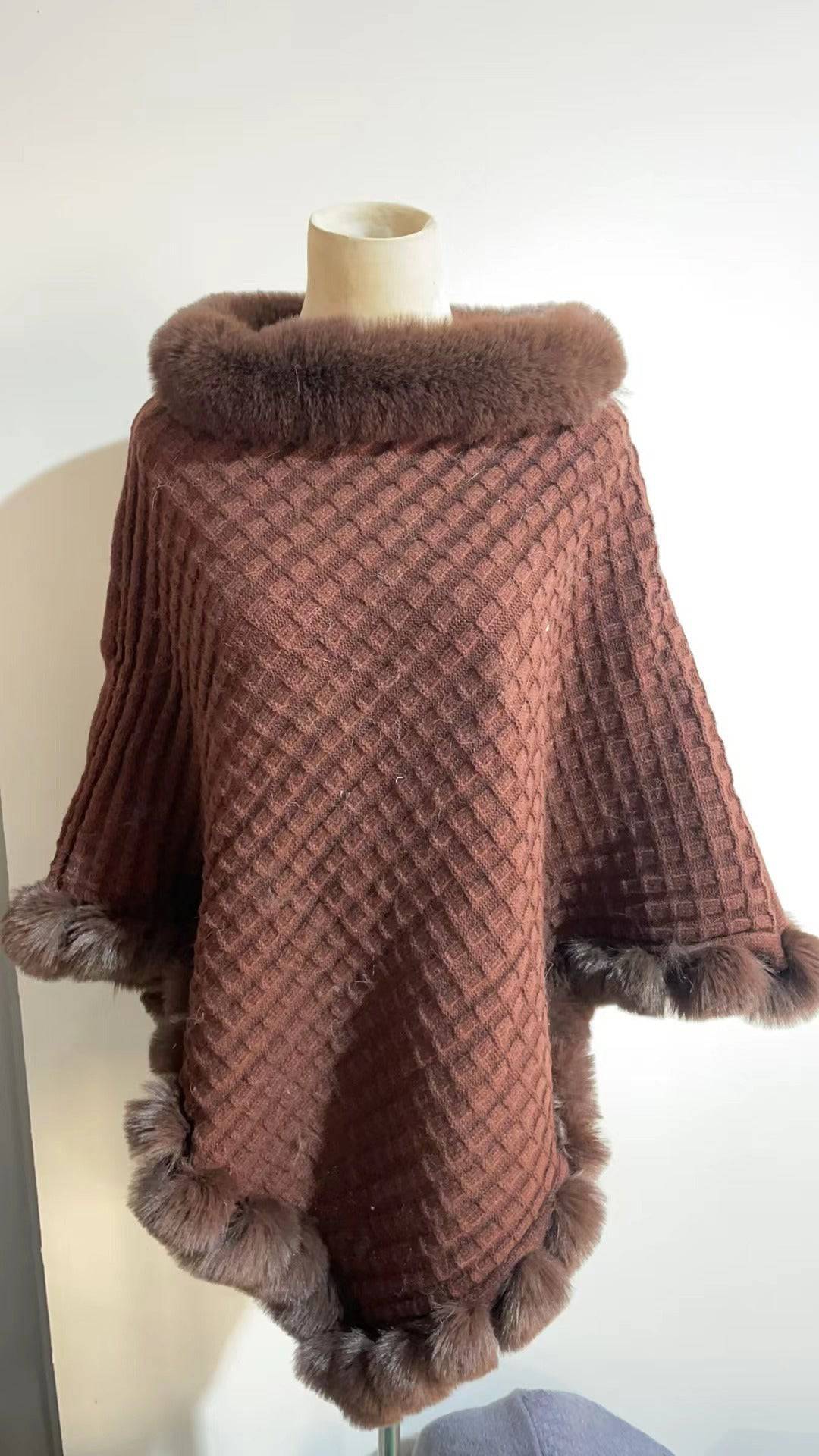 Rex Rabbit Fur Collar Shawl Cape Luxury Fur Cape Wraps Shawl Autumn Winter Fashion Graceful Cloak Outerwear Women Party Wedding Dress - ALL-IN-ONE GENSTORE & SERVICES