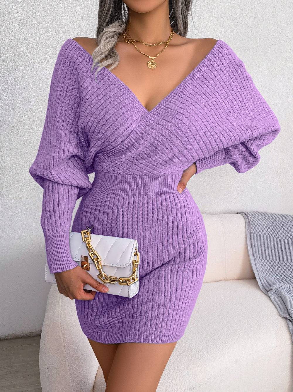 FallWinter Cross V-neck Women's Sheath Dress - ALL-IN-ONE GENSTORE & SERVICES