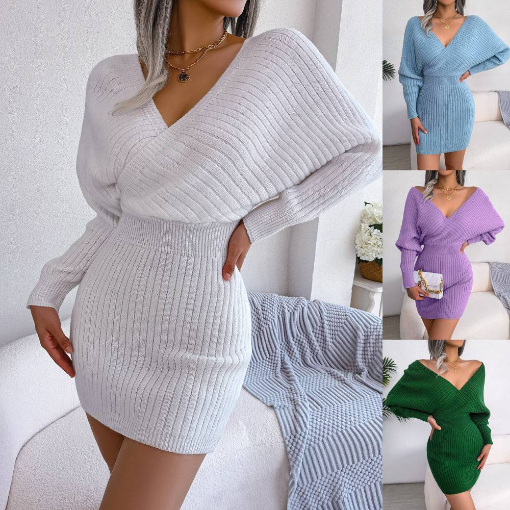 FallWinter Cross V-neck Women's Sheath Dress - ALL-IN-ONE GENSTORE & SERVICES