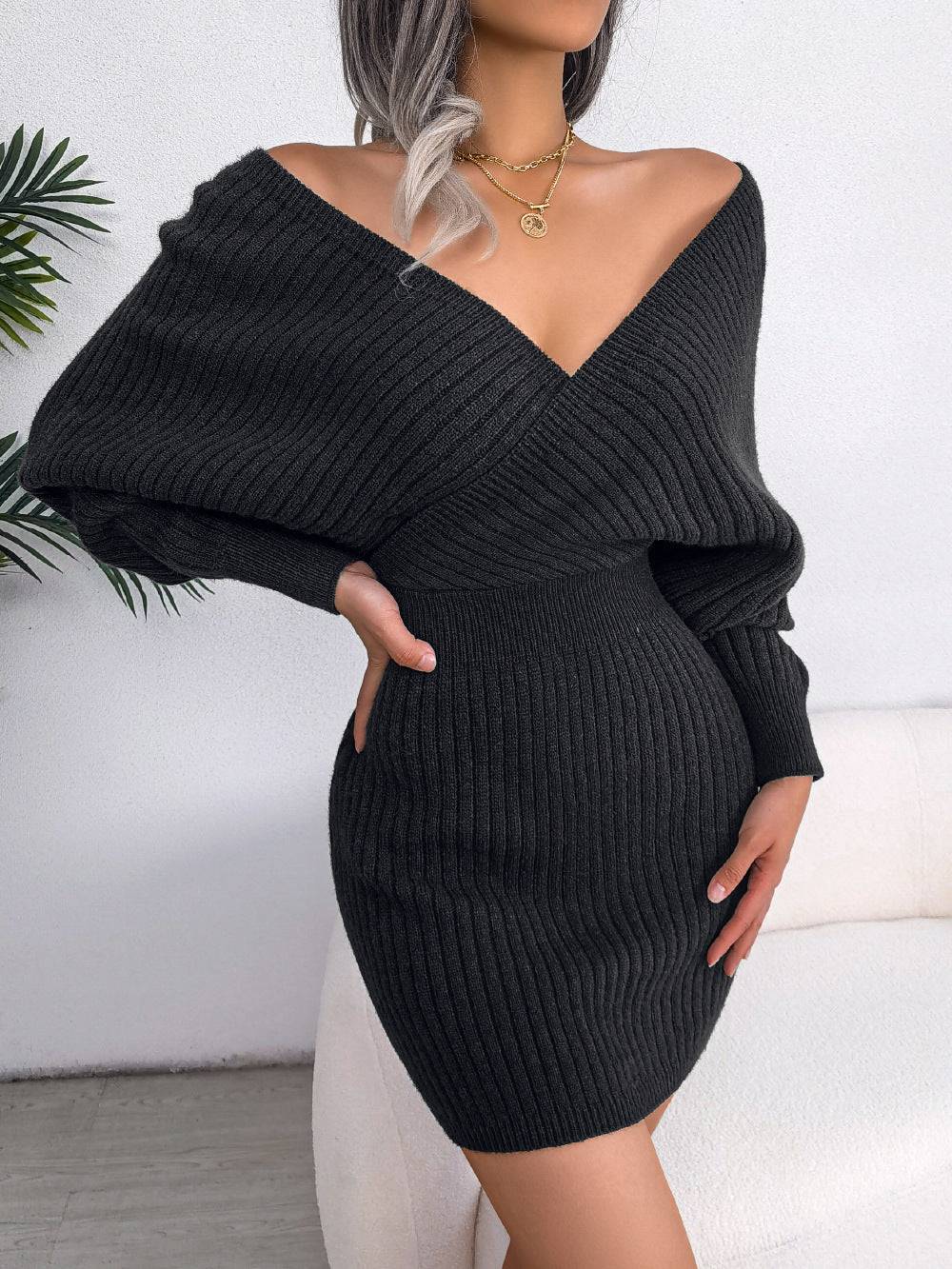 FallWinter Cross V-neck Women's Sheath Dress - ALL-IN-ONE GENSTORE & SERVICES