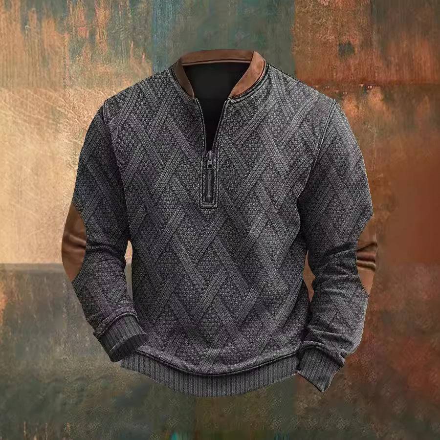 Men's Half Zipper Sweater European And American Autumn And Winter Printing Sweater - ALL-IN-ONE GENSTORE & SERVICES