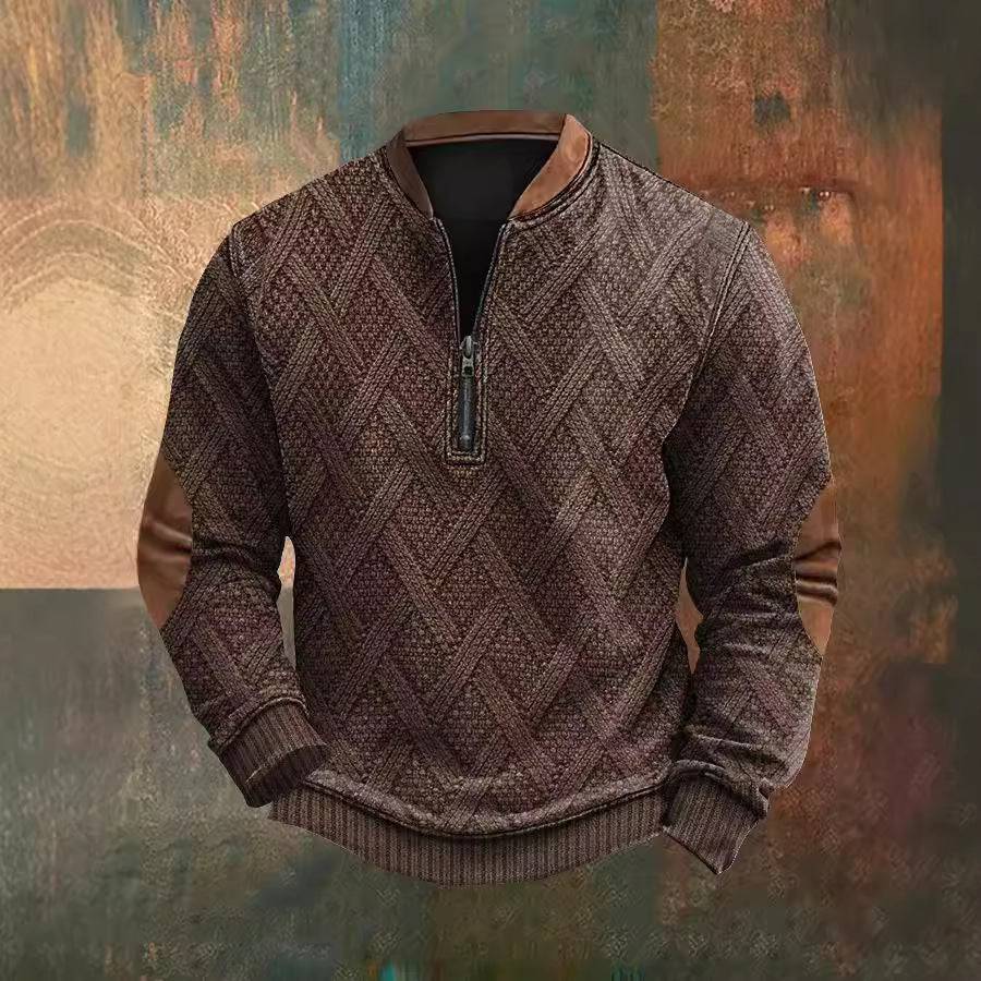 Men's Half Zipper Sweater European And American Autumn And Winter Printing Sweater - ALL-IN-ONE GENSTORE & SERVICES