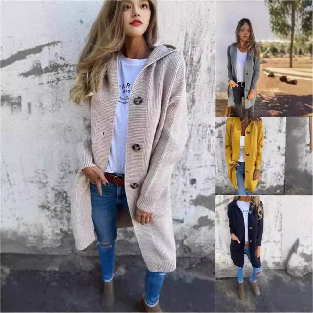 Mid-length Sweater Cardigan Women's Clothes Light Gray - ALL-IN-ONE GENSTORE & SERVICES