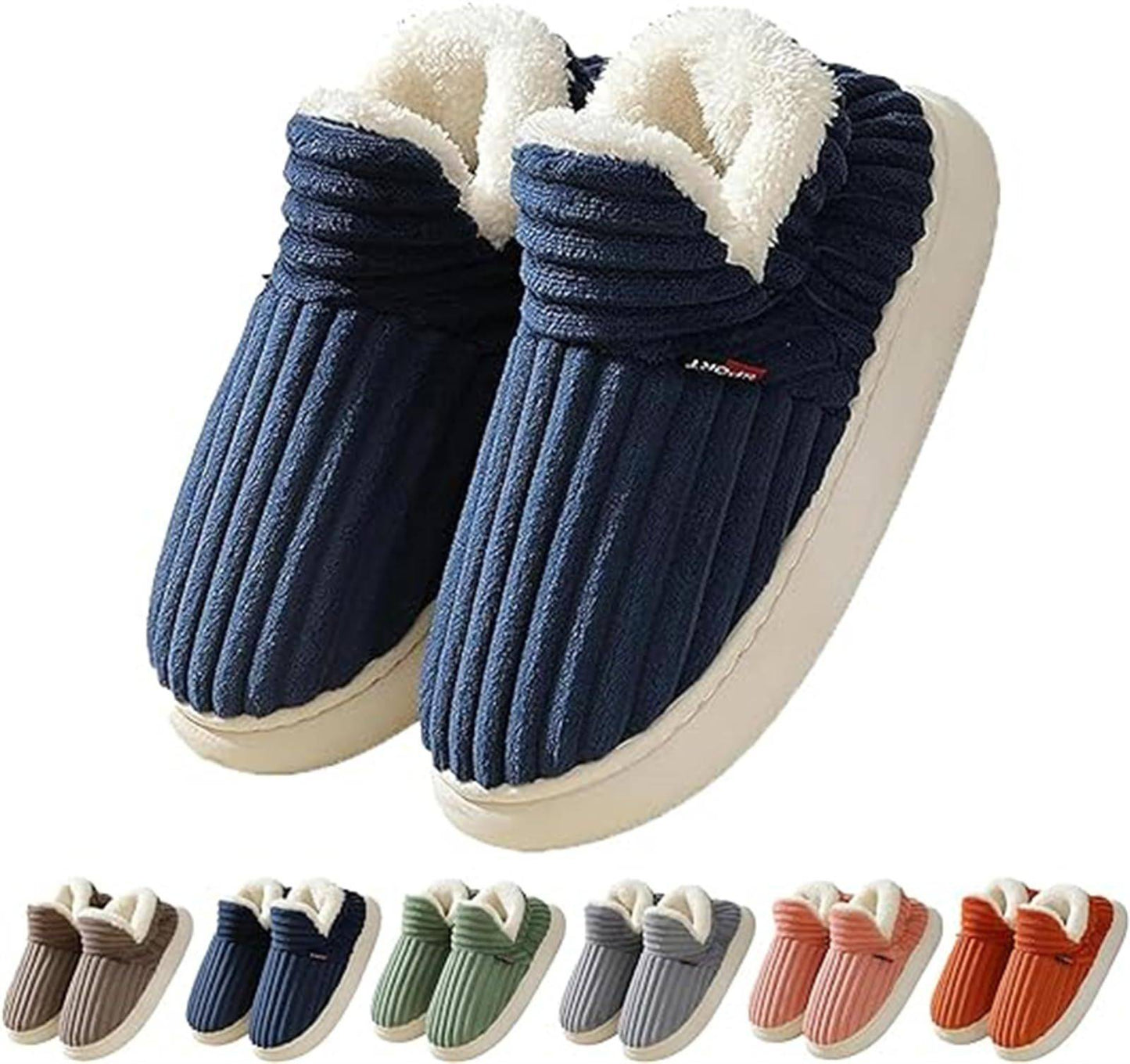 Men Winter New Women Cotton Slippers Outdoor Fashion Couple Slippers Warm Indoor Bedroom Cotton Plush Shoes Fleece Fluffy - ALL-IN-ONE GENSTORE & SERVICES