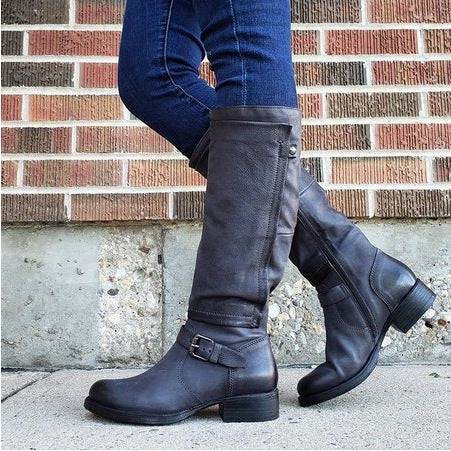 Round Toe Low Heel High Leg Boot - ALL-IN-ONE GENSTORE & SERVICES