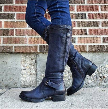Round Toe Low Heel High Leg Boot - ALL-IN-ONE GENSTORE & SERVICES