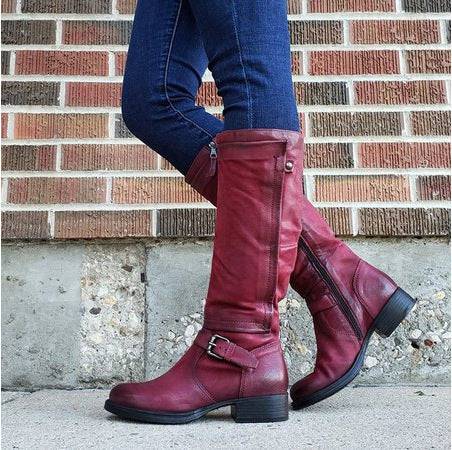 Round Toe Low Heel High Leg Boot - ALL-IN-ONE GENSTORE & SERVICES