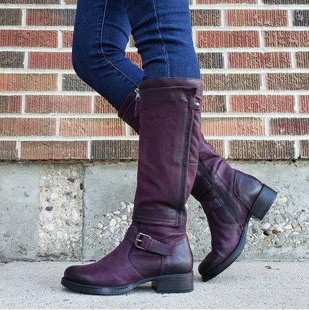 Round Toe Low Heel High Leg Boot - ALL-IN-ONE GENSTORE & SERVICES