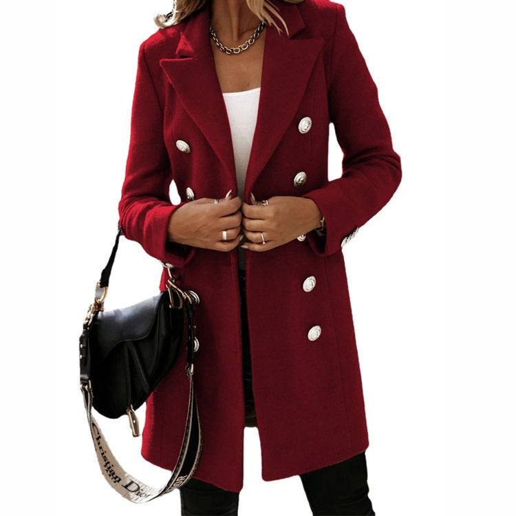 Fashion Turndown Collar Jacket For Women Autumn Winter Long-sleeved Double-breasted Woolen Coat - ALL-IN-ONE GENSTORE & SERVICES