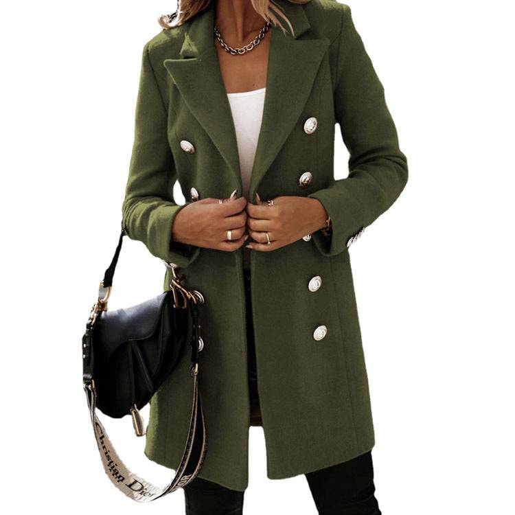 Fashion Turndown Collar Jacket For Women Autumn Winter Long-sleeved Double-breasted Woolen Coat - ALL-IN-ONE GENSTORE & SERVICES