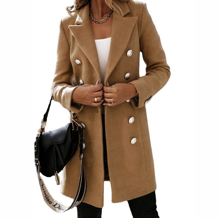 Fashion Turndown Collar Jacket For Women Autumn Winter Long-sleeved Double-breasted Woolen Coat - ALL-IN-ONE GENSTORE & SERVICES
