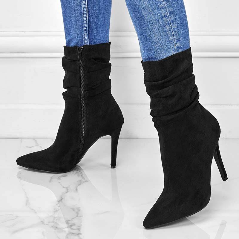 Pointed Toe Stiletto Heel Ankle Boots For Women Side Zipper Shoes - ALL-IN-ONE GENSTORE & SERVICES