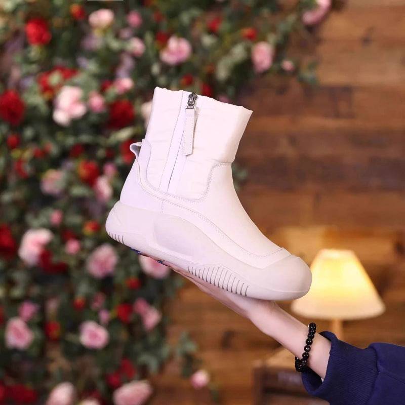 Winter Plush Snow Boots With Side Zipper Warm Thick-sole Non-slip Waterproof Short Shoes For Women - ALL-IN-ONE GENSTORE & SERVICES
