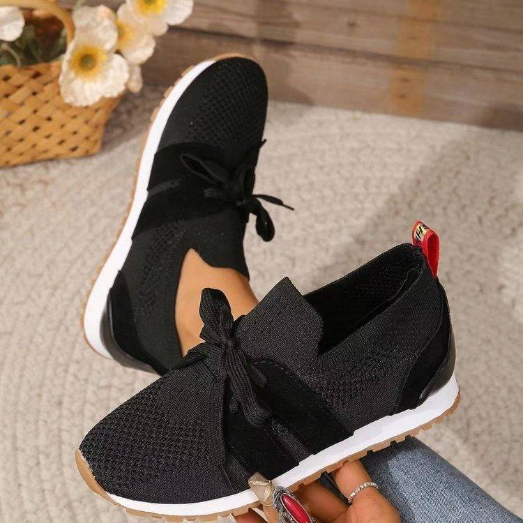 New Lace Up Mesh Flats Shoes For Women Breathable Casual Breathable Walking Wedges Shoes - ALL-IN-ONE GENSTORE & SERVICES