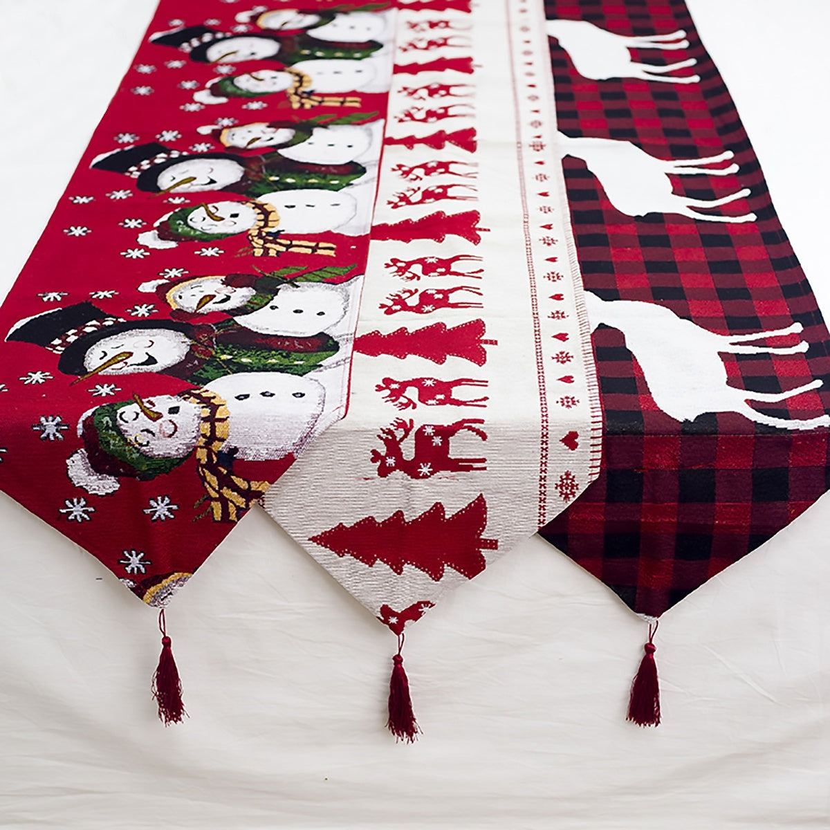 Christmas Elk Snowman Table Runner Merry Christmas Decorations - ALL-IN-ONE GENSTORE & SERVICES