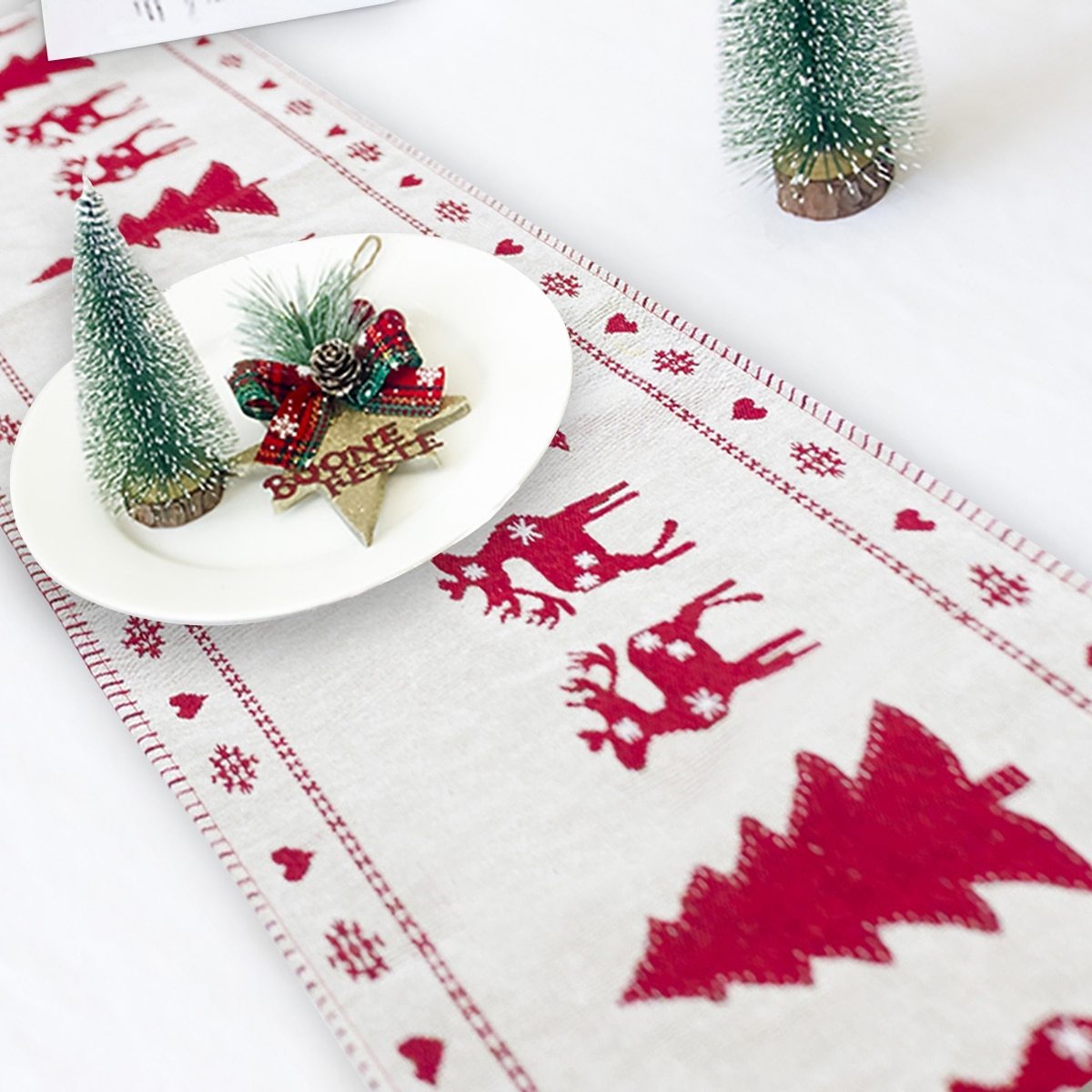 Christmas Elk Snowman Table Runner Merry Christmas Decorations - ALL-IN-ONE GENSTORE & SERVICES