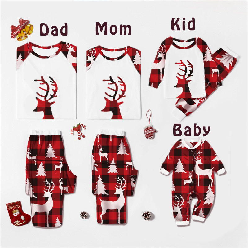 Christmas European And American Christmas Deer Head Print Parent-child Home Service Suit - ALL-IN-ONE GENSTORE & SERVICES