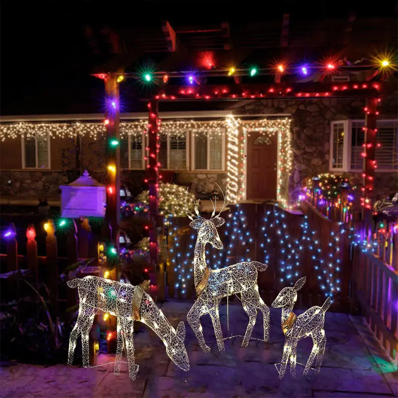 3-Piece Christmas LED Wrought Iron Deer Set - ALL-IN-ONE GENSTORE & SERVICES