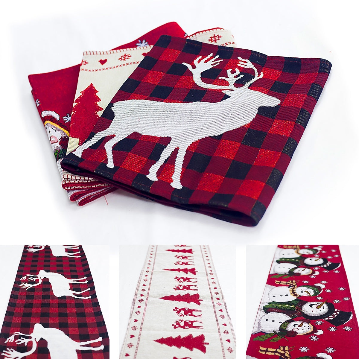 Christmas Elk Snowman Table Runner Merry Christmas Decorations - ALL-IN-ONE GENSTORE & SERVICES