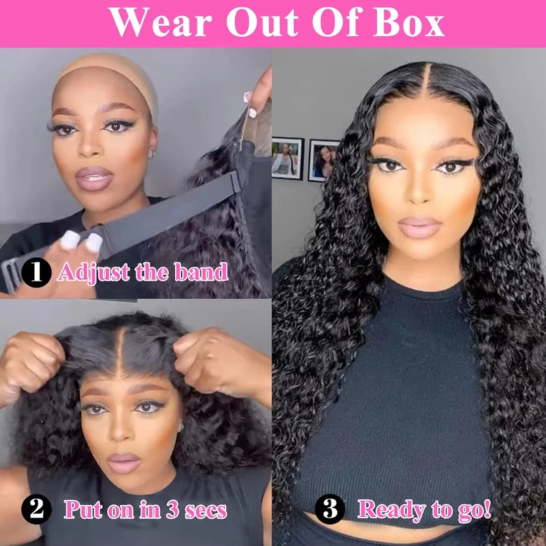 Wear And Go Glueless Wigs Deep Wave Human Hair Wigs Glueless Wig Water Wave Wigs 5x5 Pre-Cut Lace Front Human Hair Wig for women - ALL-IN-ONE GENSTORE & SERVICES