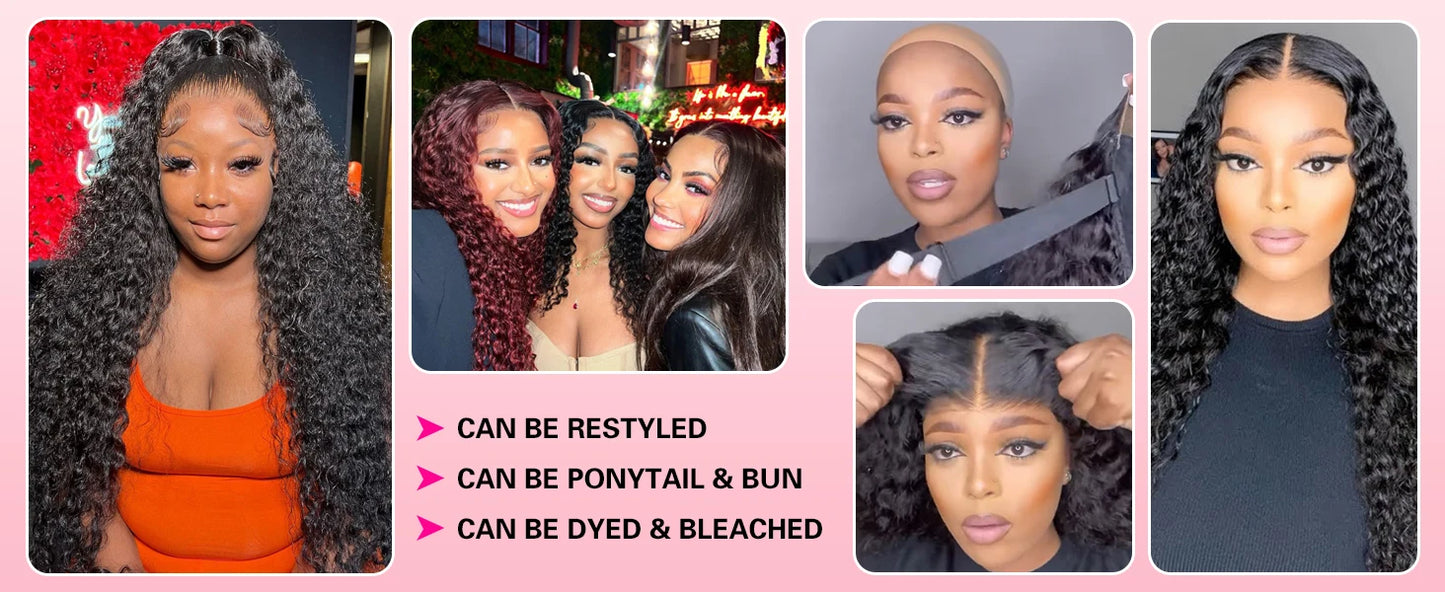 Wear And Go Glueless Wigs Deep Wave Human Hair Wigs Glueless Wig Water Wave Wigs 5x5 Pre-Cut Lace Front Human Hair Wig for women - ALL-IN-ONE GENSTORE & SERVICES