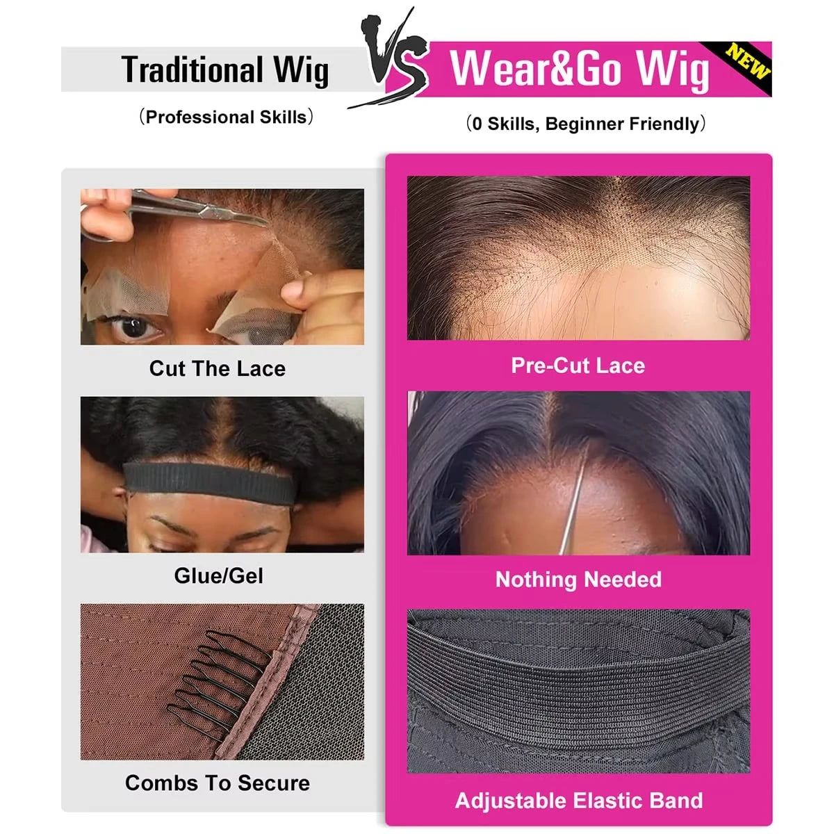 Wear And Go Glueless Wigs Deep Wave Human Hair Wigs Glueless Wig Water Wave Wigs 5x5 Pre-Cut Lace Front Human Hair Wig for women - ALL-IN-ONE GENSTORE & SERVICES