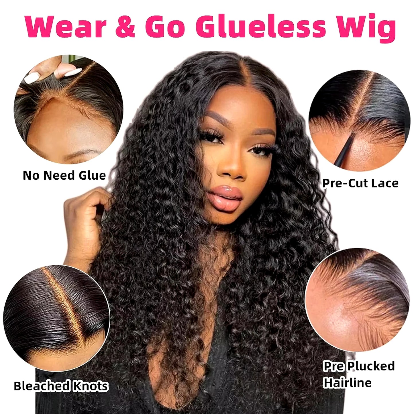 Wear And Go Glueless Wigs Deep Wave Human Hair Wigs Glueless Wig Water Wave Wigs 5x5 Pre-Cut Lace Front Human Hair Wig for women - ALL-IN-ONE GENSTORE & SERVICES