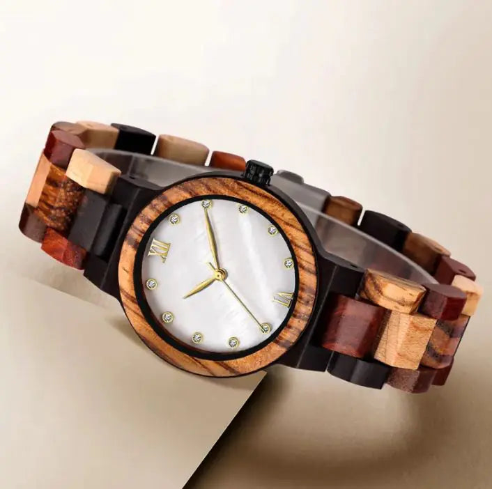 Simple Pearl Shell Color Wood Ladies Watch - ALL-IN-ONE GENSTORE & SERVICES