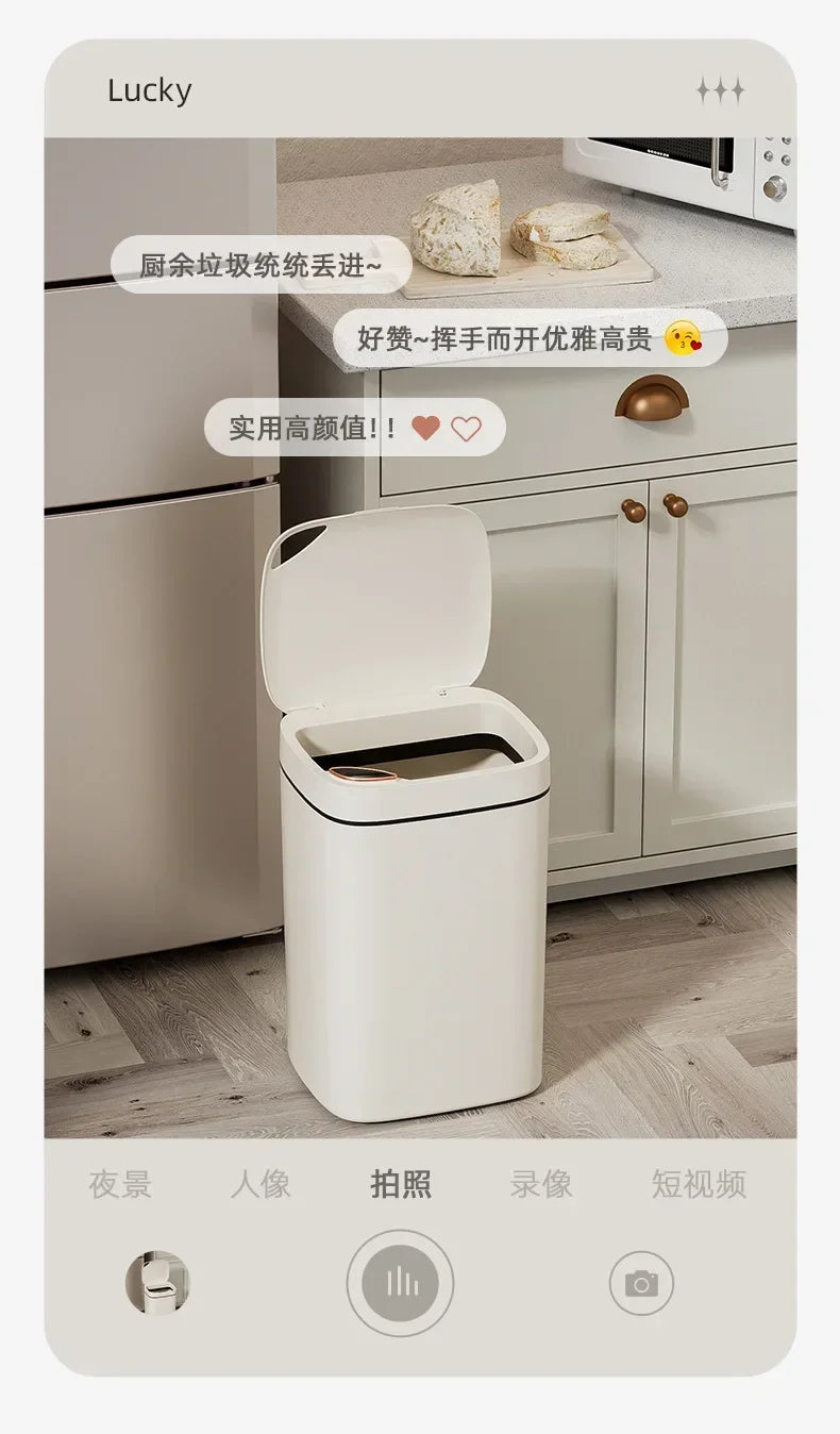 16L Smart Trash Can Automatic Sensor Trash Can Indoor Bathroom Crack Trash Can High Looking Anti-odor Household Products - ALL-IN-ONE GENSTORE & SERVICES