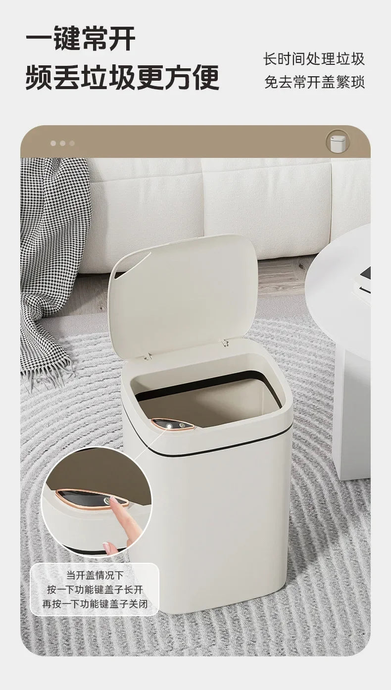 16L Smart Trash Can Automatic Sensor Trash Can Indoor Bathroom Crack Trash Can High Looking Anti-odor Household Products - ALL-IN-ONE GENSTORE & SERVICES