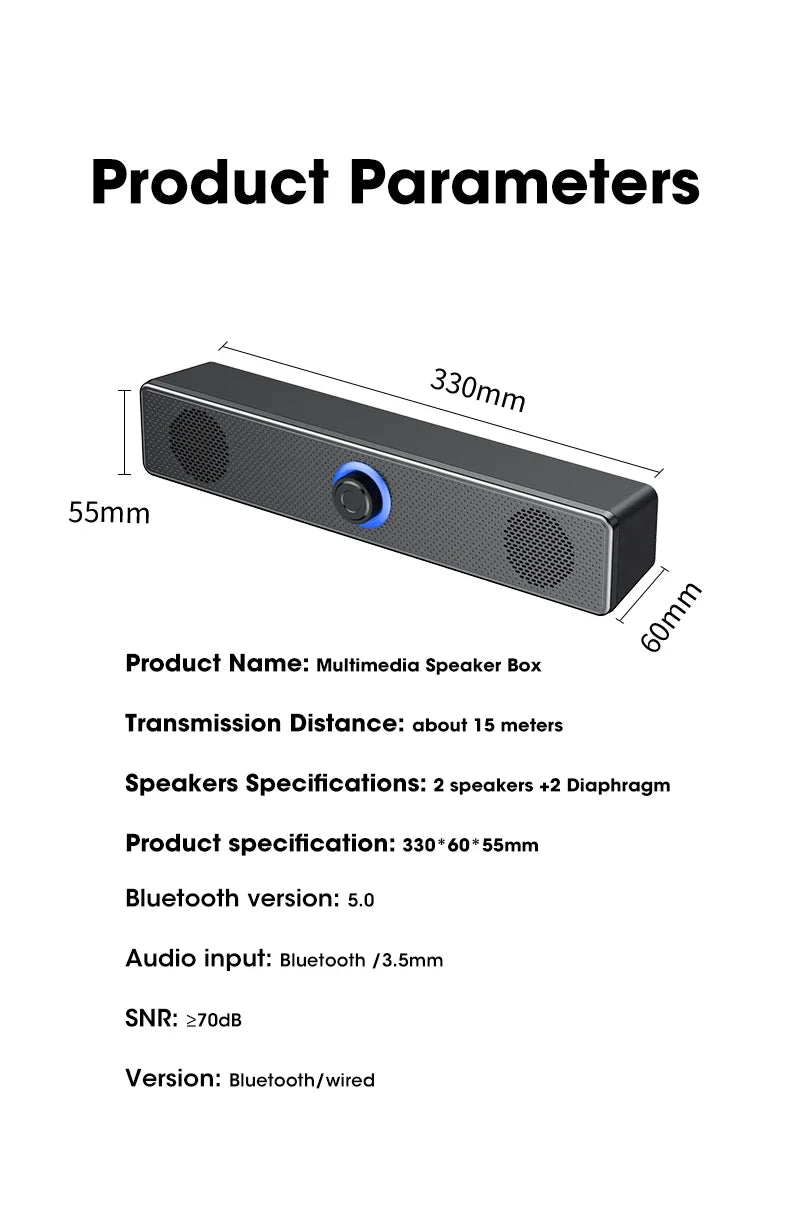 Home Theater Bluetooth Speaker Wired and Wireless Soundbar USB Powered Soundbar for TV Pc Laptop Gaming Surround Audio System - ALL-IN-ONE GENSTORE & SERVICES