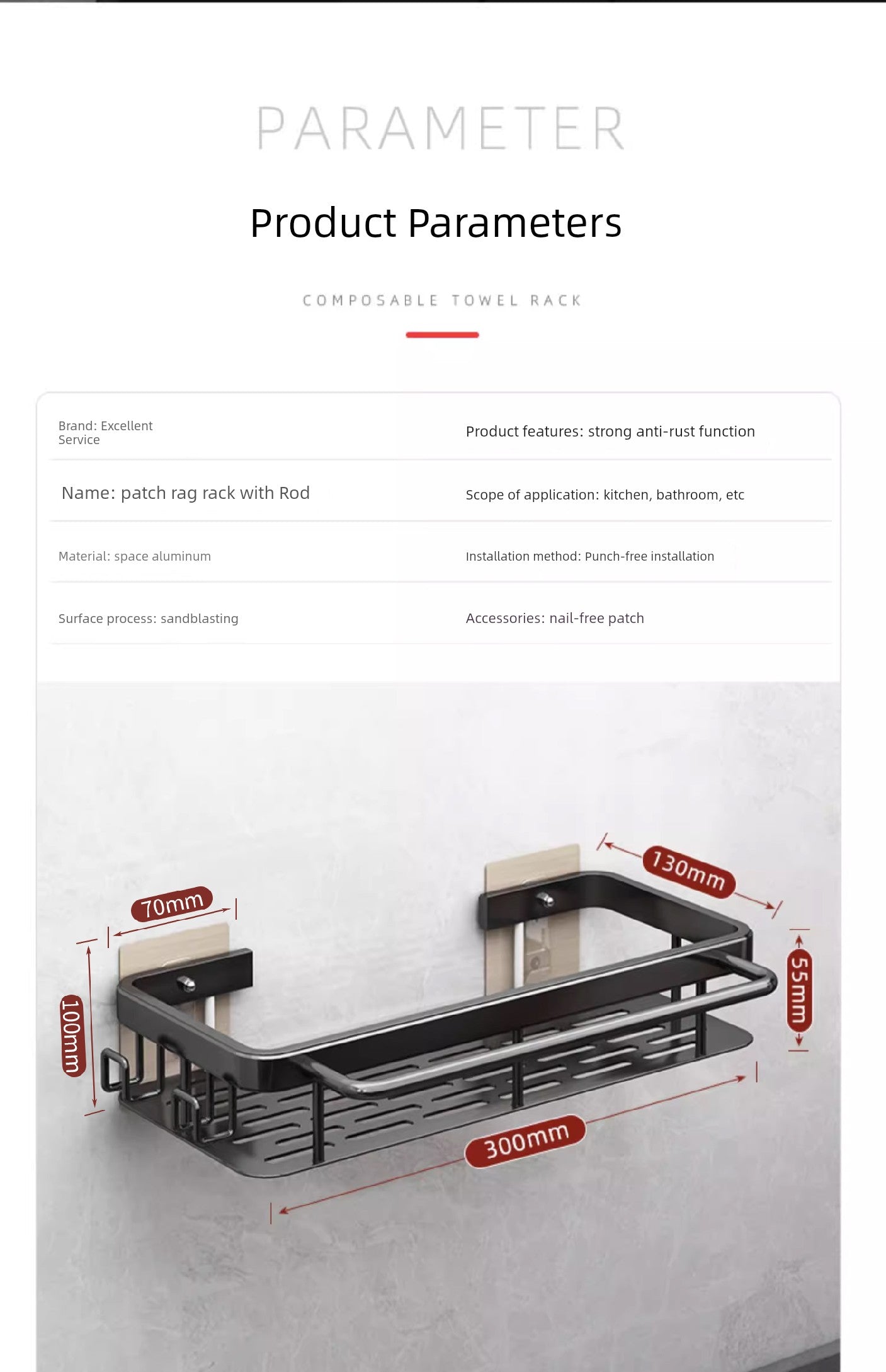 Punch-Free Storage Rack Wall-Mounted Tool Kitchen - ALL-IN-ONE GENSTORE & SERVICES