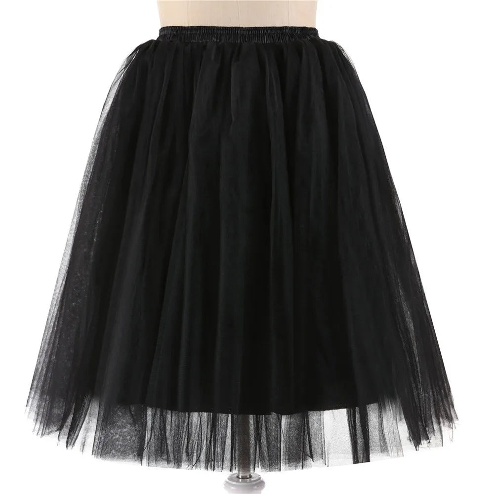 Elegant Women Tulle Skirt Korean Fashion Mesh Womens Pleated Knee Length Skirt Adult Tutu Dancing Skirt Green Party Faldas - ALL-IN-ONE GENSTORE & SERVICES