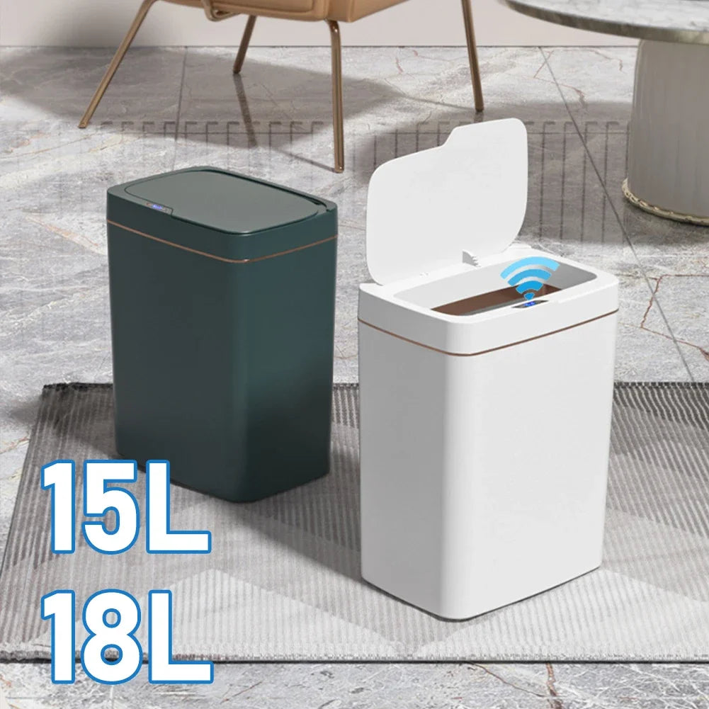 15/18L Smart Sensor Trash Can Waterproof Intelligent Touchless Trash Can Quiet Auto Motion Sensor Rubbish for Kitchen Bathroom - ALL-IN-ONE GENSTORE & SERVICES