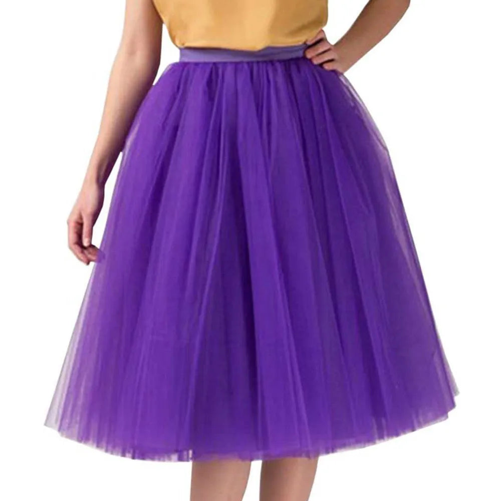 Elegant Women Tulle Skirt Korean Fashion Mesh Womens Pleated Knee Length Skirt Adult Tutu Dancing Skirt Green Party Faldas - ALL-IN-ONE GENSTORE & SERVICES