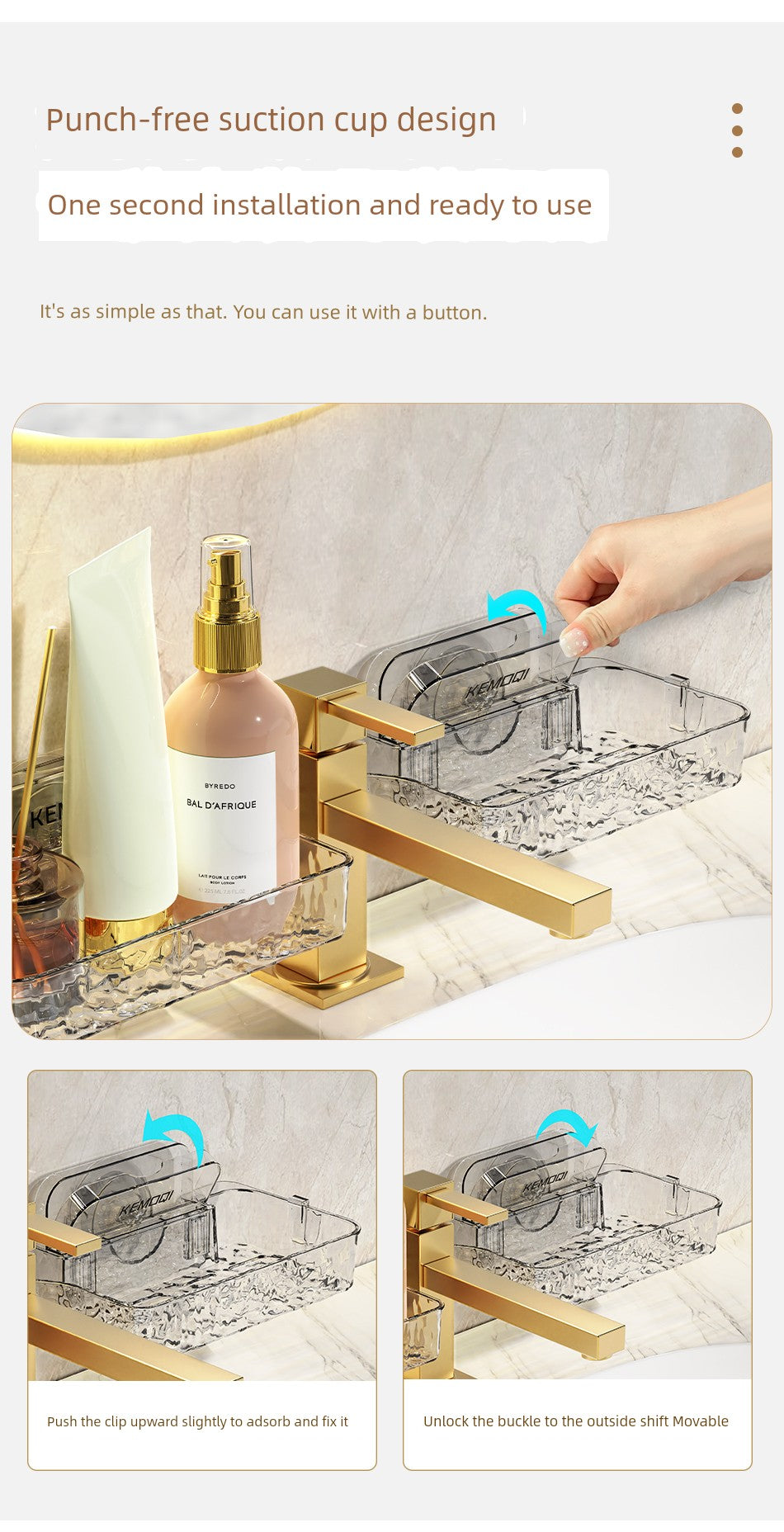 Wall-Mounted Punch-Free Sink Mirror Drain Rack Suction Cup - ALL-IN-ONE GENSTORE & SERVICES