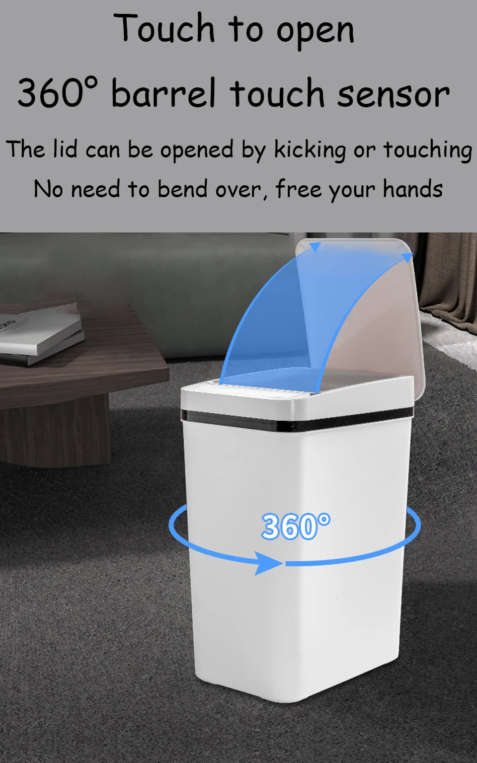 Bathroom Touchless Trash,12L Motion Sensor-Activated Trash Can with Lid,Automatic Kitchen Trash for Office,Living Room,Bedroom - ALL-IN-ONE GENSTORE & SERVICES