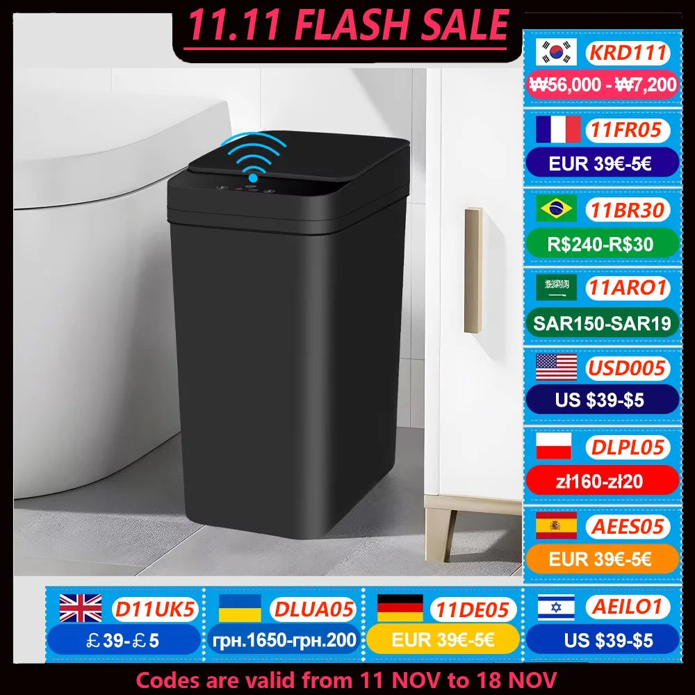 Bathroom Touchless Trash,12L Motion Sensor-Activated Trash Can with Lid,Automatic Kitchen Trash for Office,Living Room,Bedroom - ALL-IN-ONE GENSTORE & SERVICES