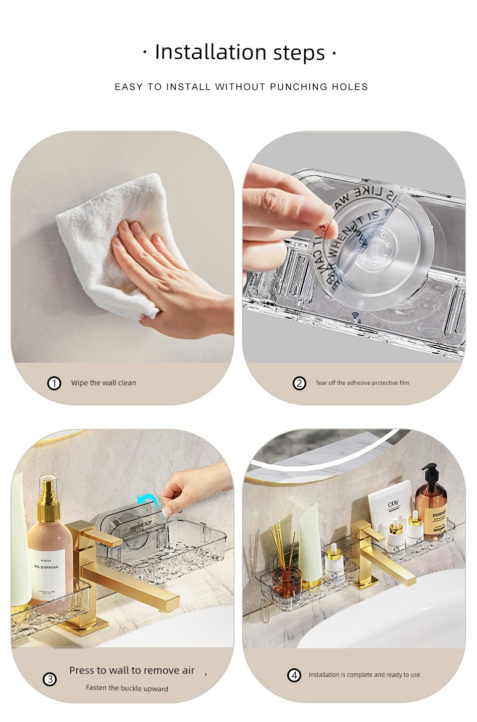 Wall-Mounted Punch-Free Sink Mirror Drain Rack Suction Cup - ALL-IN-ONE GENSTORE & SERVICES