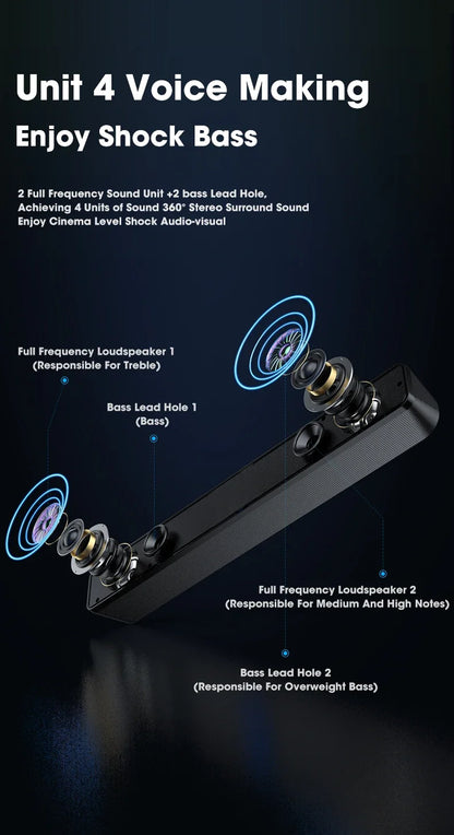 Home Theater Bluetooth Speaker Wired and Wireless Soundbar USB Powered Soundbar for TV Pc Laptop Gaming Surround Audio System - ALL-IN-ONE GENSTORE & SERVICES