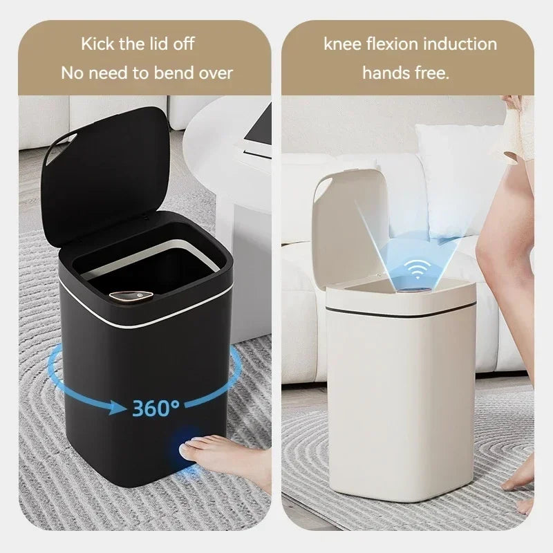 16L Smart Trash Can Automatic Sensor Trash Can Indoor Bathroom Crack Trash Can High Looking Anti-odor Household Products - ALL-IN-ONE GENSTORE & SERVICES