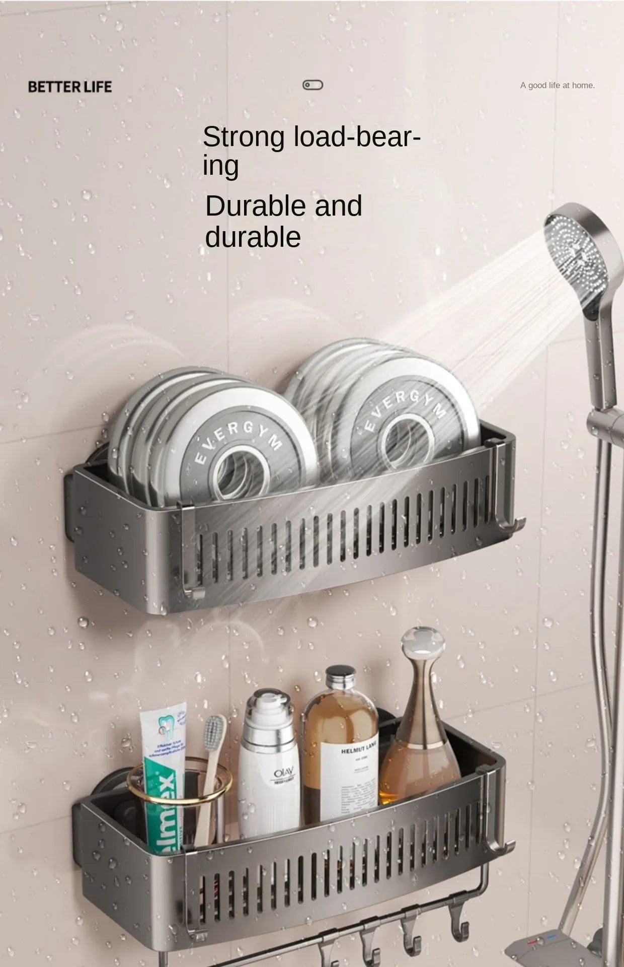 Vacuum Suction Cup Bathroom Shelf Wall Mounted Thickened Aluminum Bathroom Shelves No Drilling Shower Organizer Bathroom Storage - ALL-IN-ONE GENSTORE & SERVICES