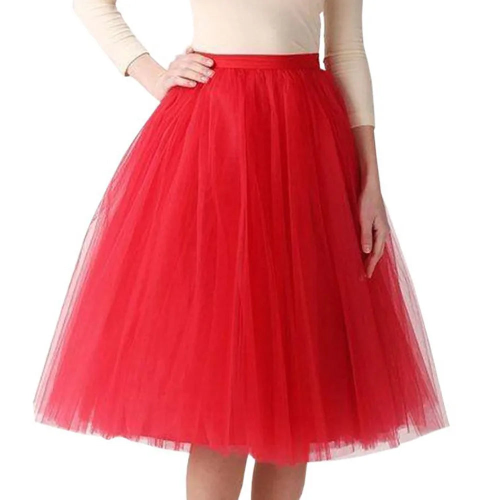 Elegant Women Tulle Skirt Korean Fashion Mesh Womens Pleated Knee Length Skirt Adult Tutu Dancing Skirt Green Party Faldas - ALL-IN-ONE GENSTORE & SERVICES