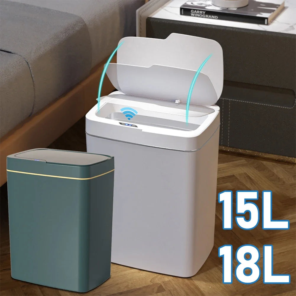 15/18L Smart Sensor Trash Can Waterproof Intelligent Touchless Trash Can Quiet Auto Motion Sensor Rubbish for Kitchen Bathroom - ALL-IN-ONE GENSTORE & SERVICES