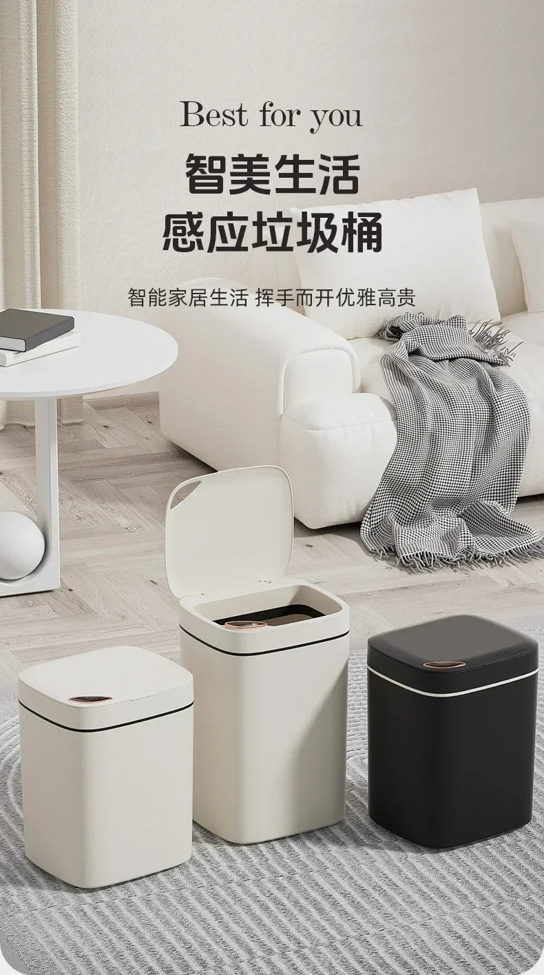 16L Smart Trash Can Automatic Sensor Trash Can Indoor Bathroom Crack Trash Can High Looking Anti-odor Household Products - ALL-IN-ONE GENSTORE & SERVICES