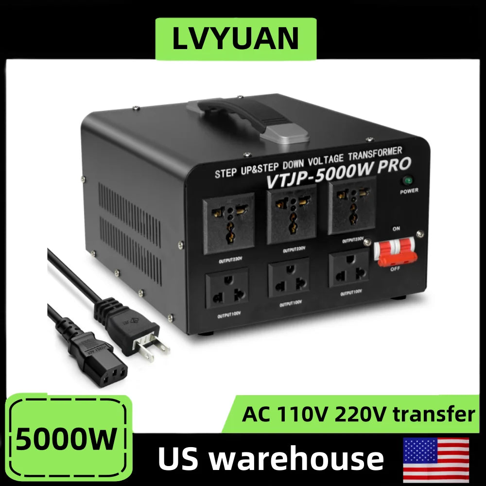 5000W Voltage Transformer 220V to 110V AC Voltage Converter home Power Supply US Socket/Plug Transfer - ALL-IN-ONE GENSTORE & SERVICES