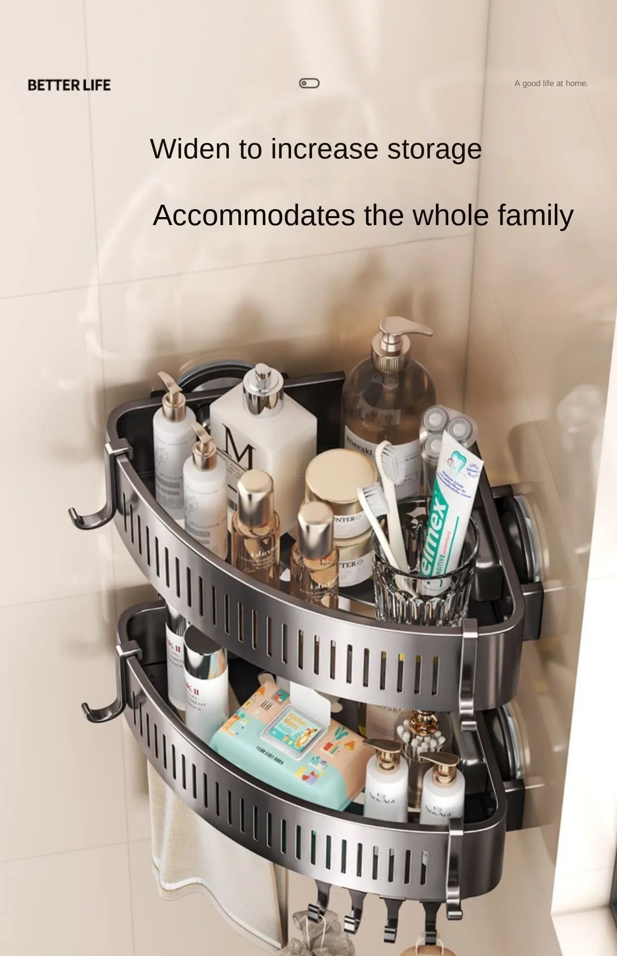 Vacuum Suction Cup Bathroom Shelf Wall Mounted Thickened Aluminum Bathroom Shelves No Drilling Shower Organizer Bathroom Storage - ALL-IN-ONE GENSTORE & SERVICES